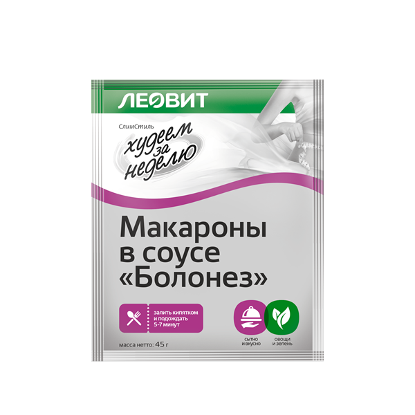 Макароны Леовит Худеем за неделю в соусе Болонез 45 г