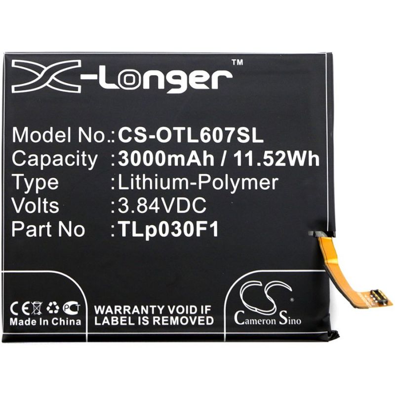 Аккумуляторная батарея CameronSino CS-OTL607SL для Alcatel One Touch 6070 IDOL 4S TLp030F 1690₽