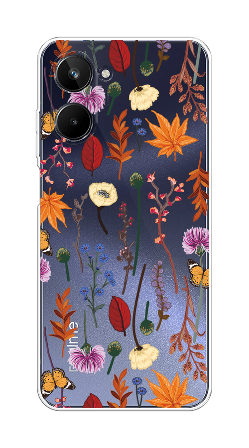 

Чехол Homey на Realme 10 4G "Orange Purple flowers", Оранжевый;красный;розовый;желтый;прозрачный, 2512150-1