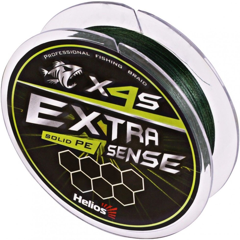 Леска плетеная Helios Extrasense X4 PE 0,25 мм, 150 м, green