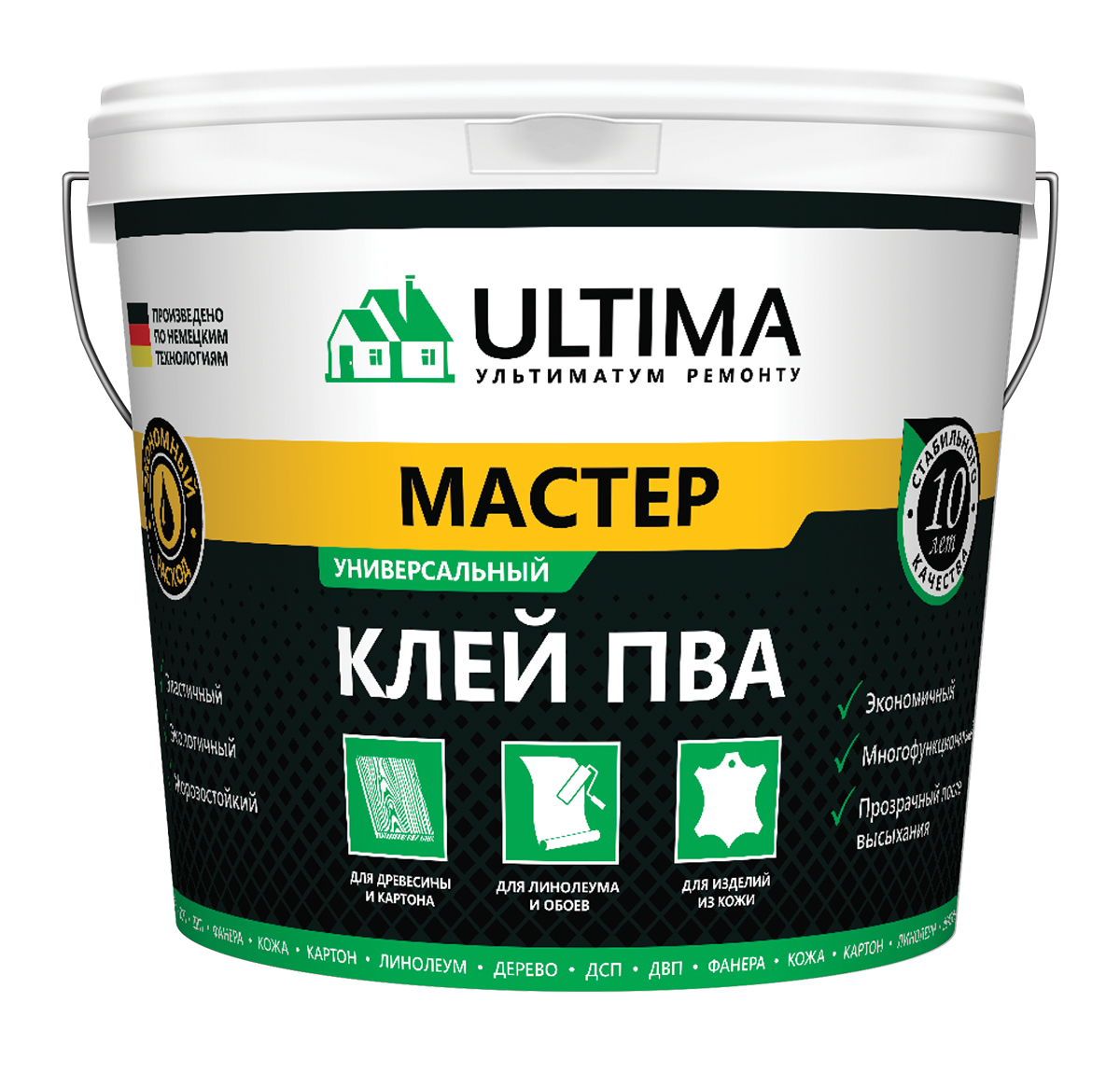 Клей ПВА ULTIMA МАСТЕР, ведро 2,3кг, ULTMST23