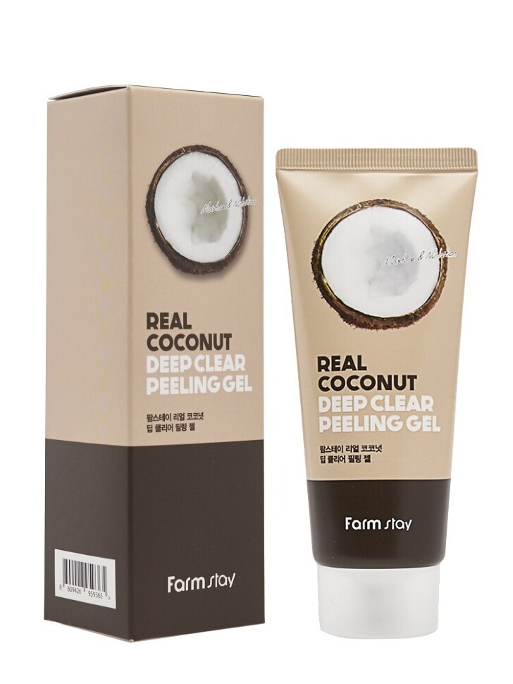 Пилинг-гель для лица FarmStay Real Coconut Deep Clear Peeling Gel с кокосом, 100 мл гель для бровей relove by revolution glossy fix clear 2 в 1 фиксирующий 2 мл