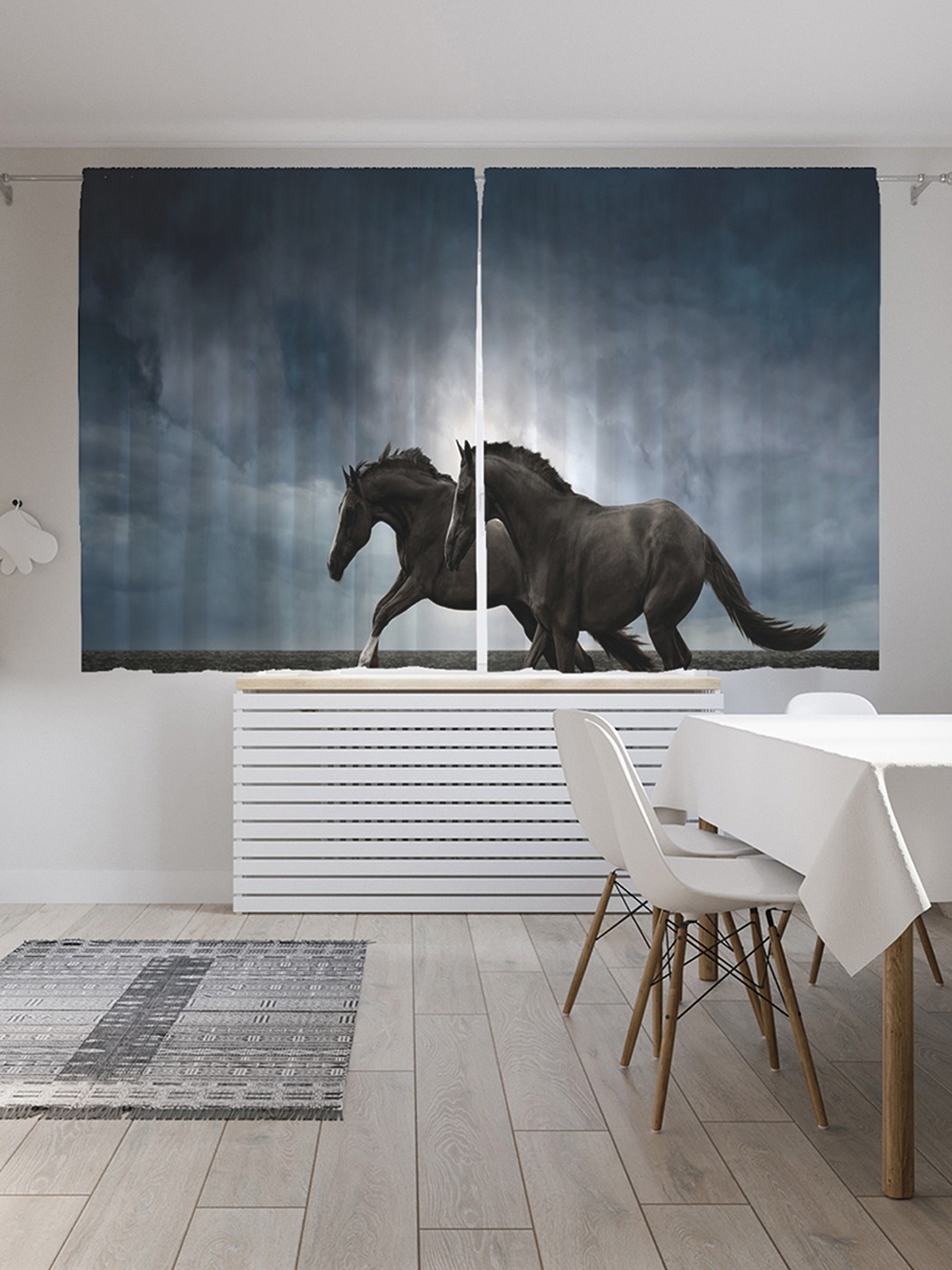 фото Шторы под лён «лошади соревнуются», серия oxford delux, 290х180 см joyarty