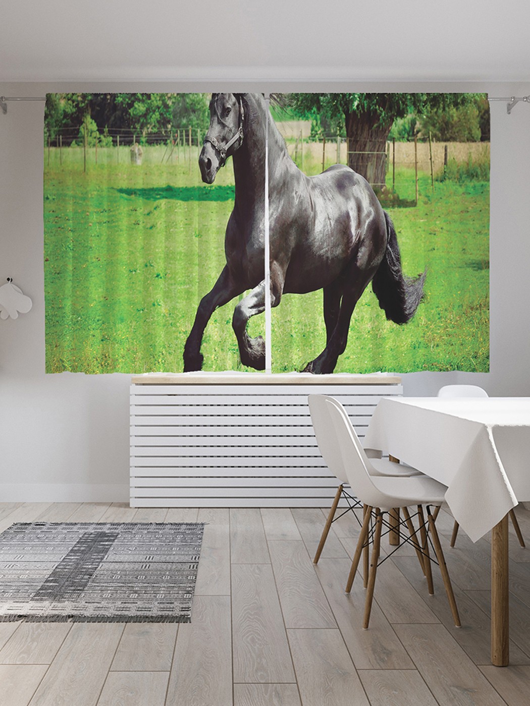 фото Шторы под лён «лошадь на прогулке», серия oxford delux, 290х180 см joyarty