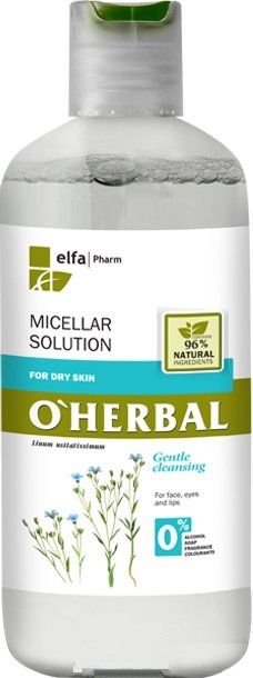 фото Мицелярный раствор для сухой кожи с экстрактом льна o’herbal, 250 мл o'herbal