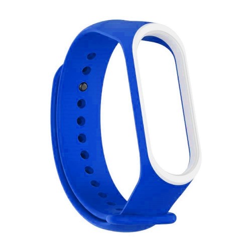 фото Силиконовый браслет xiaomi mi band 5/mi band 4/mi band 3 blue/white nobrand