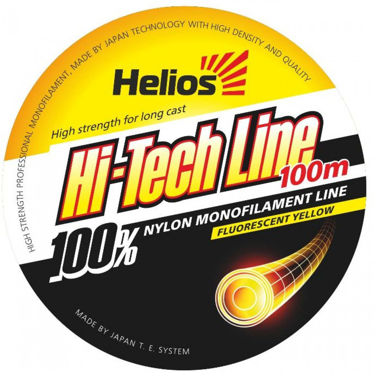 Леска монофильная Helios Hi-tech Line Nylon 0,25 мм, 100 м, 5,1 кг, yellow