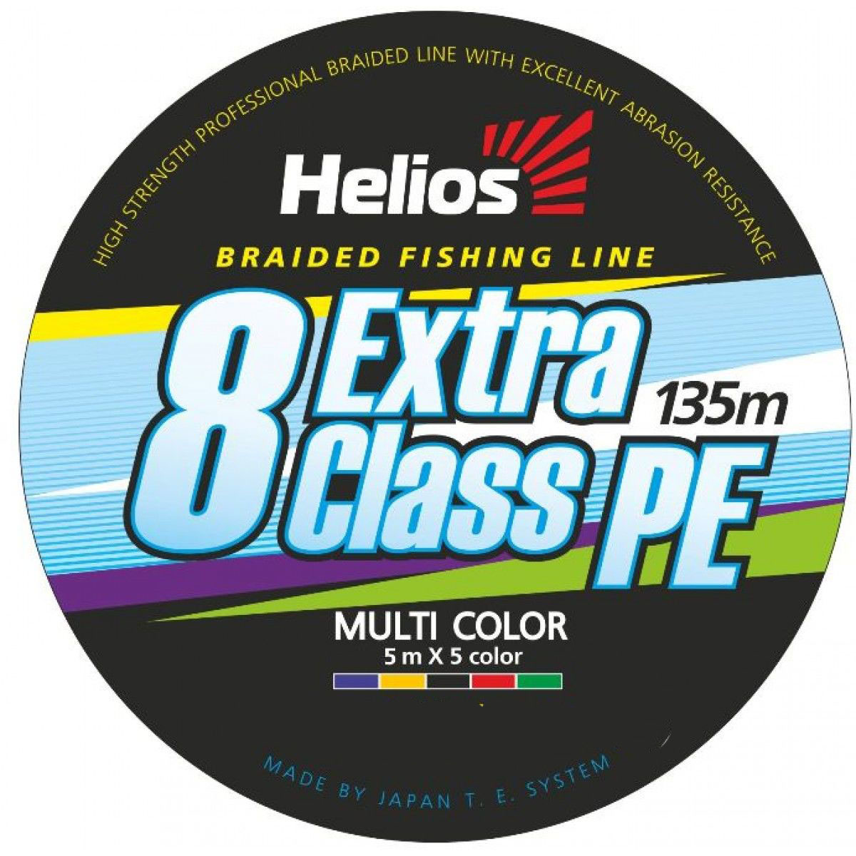 Леска плетеная Helios Extra Class 8 PE Braid 0,15 мм, 135 м, 7,7 кг, multicolor