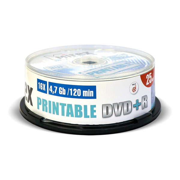 фото Dvd+r диск mirex 4,7gb 16x cake box 25 шт printable