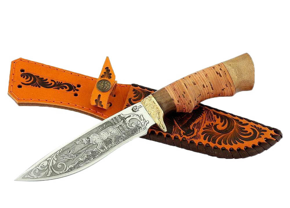 Туристический нож Семин Близнец, коричневый/латунь