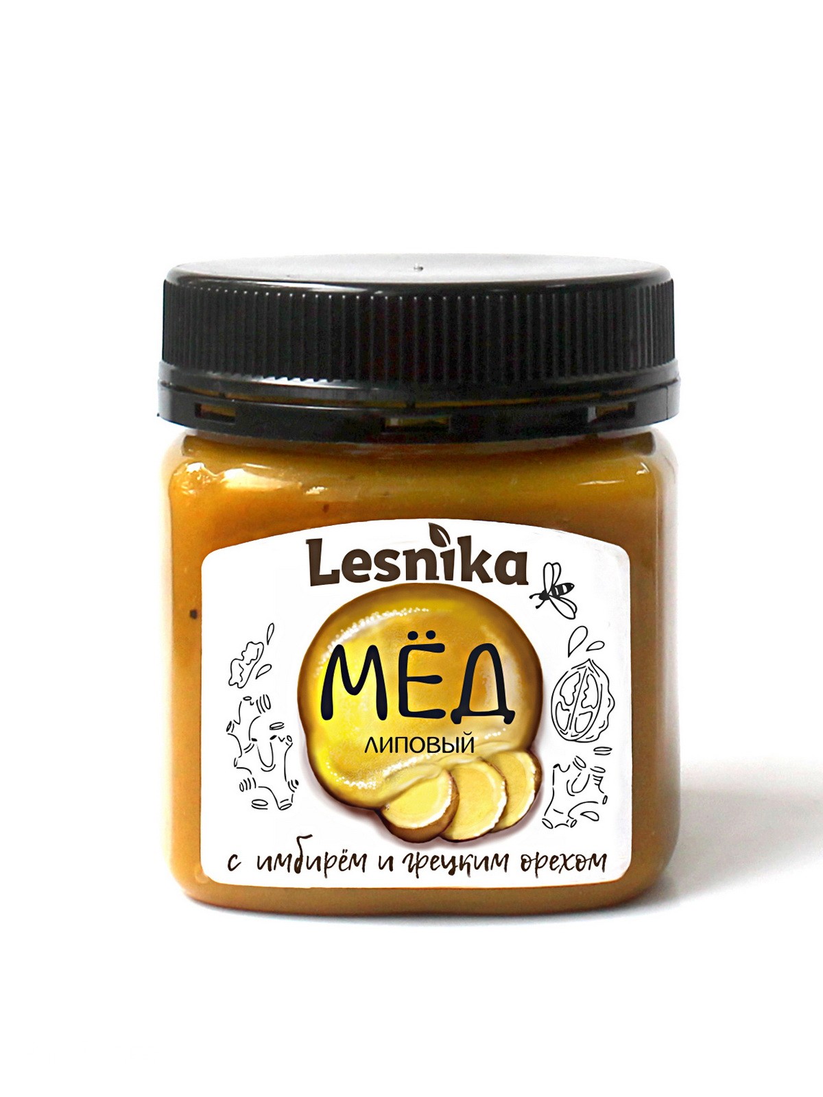 

Мед Lesnika липовый с имбирем и грецким орехом 250гр.