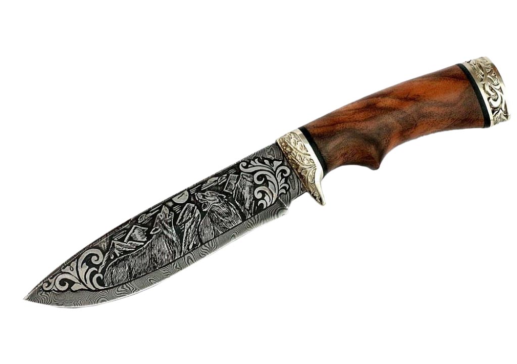 

Нож Близнец,дам.ст., гравировка,литье,орех,(кап) (Семин)