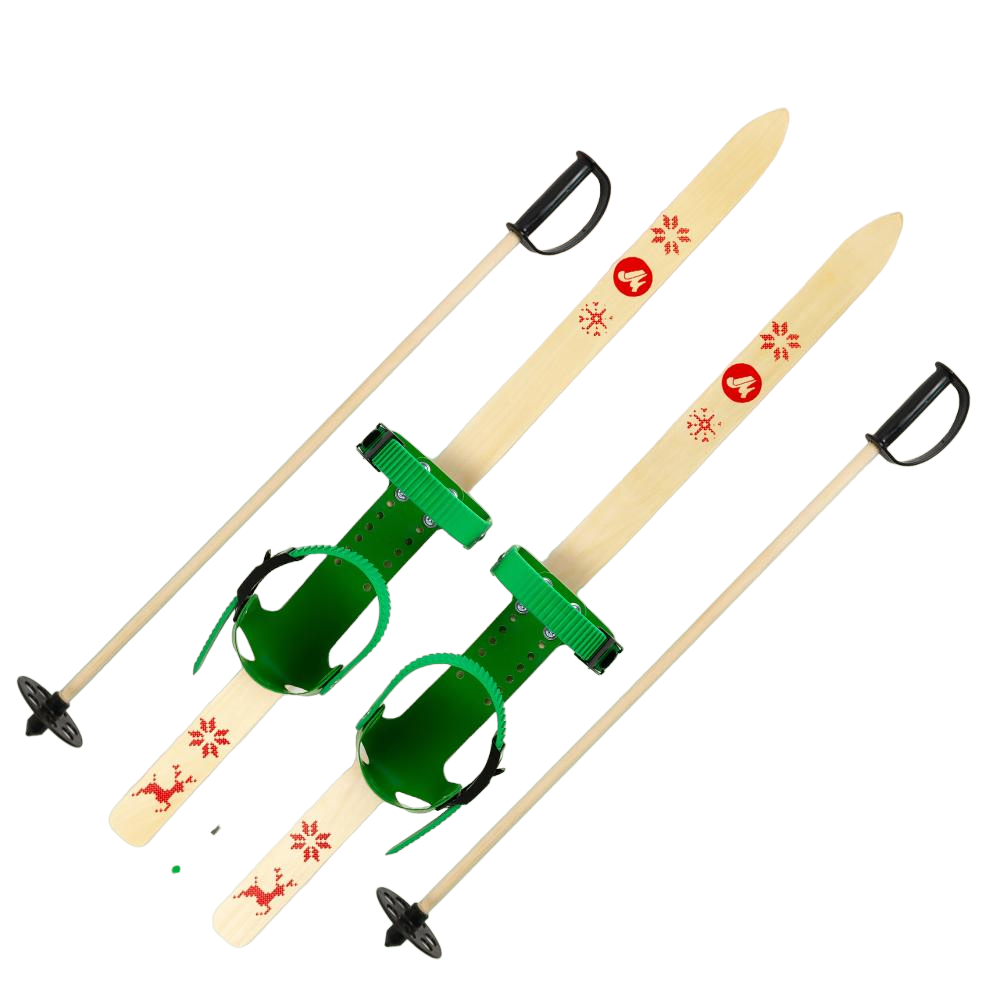 Детский лыжный комплект Junior Маяк, 110 см, дерево, зеленый