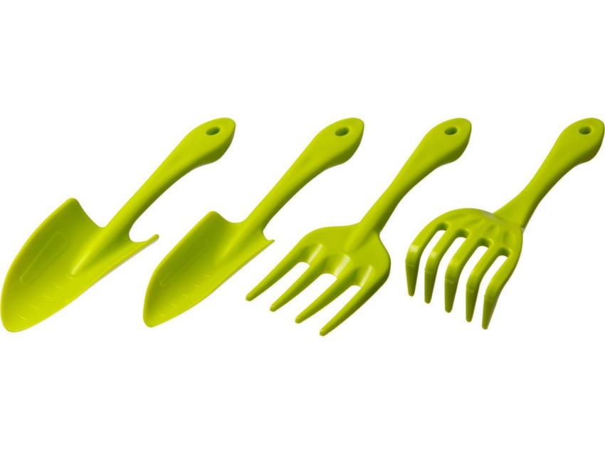 фото Набор садовый, пластиковый, 4 предмета (вилка, грабельки, 2 совка) росток