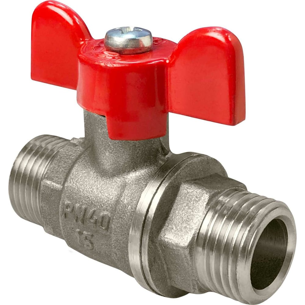 

Шаровой для воды VALFEX 1/2" НР/НР бабочка, никелированная латунь 11Б27фт1М VF.219.NB1.012, Серебристый