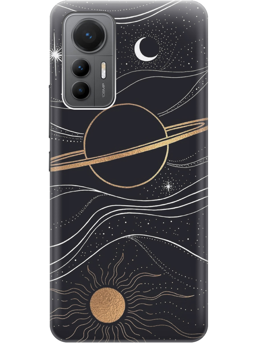 

Чехол на Xiaomi 12 Lite силиконовый матовый Soft Touch с принтом "Сатурн и солнце", Белый;желтый, 20000844