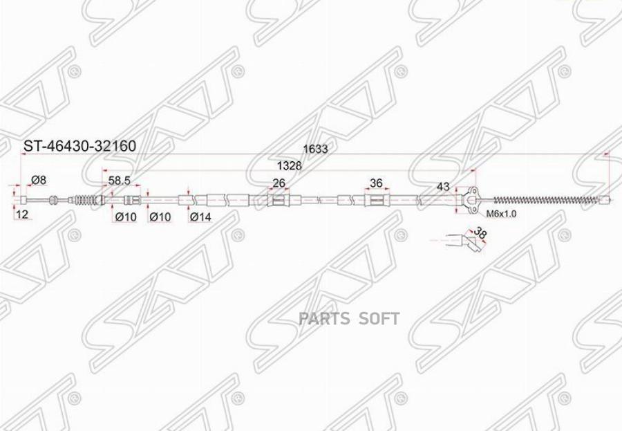 

Трос Ручника Ty Camry/Vista, Sv30 90-94 Lh (Барабан) SAT ST4643032160