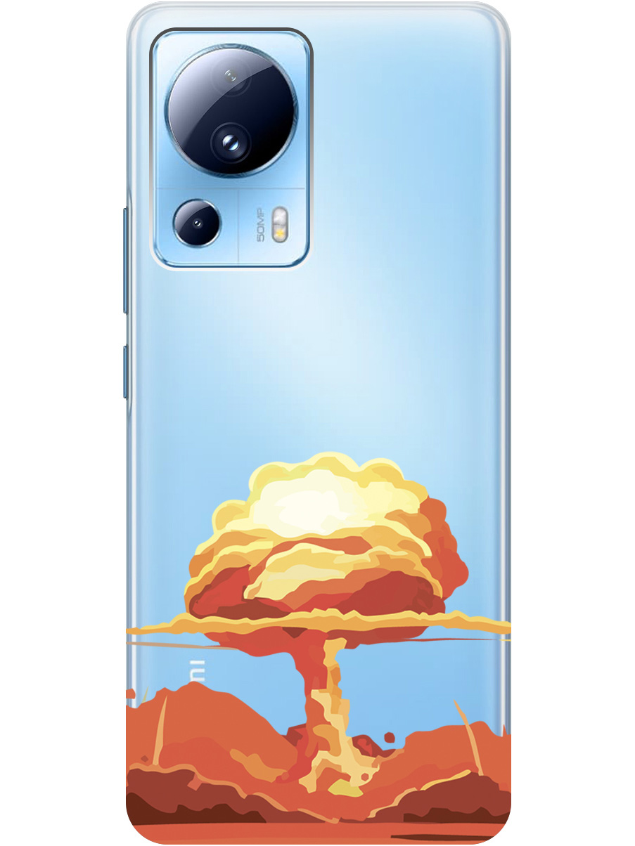 

Чехол на Xiaomi 13 Lite силиконовый с принтом "Boom", Прозрачный;красный, 20000460