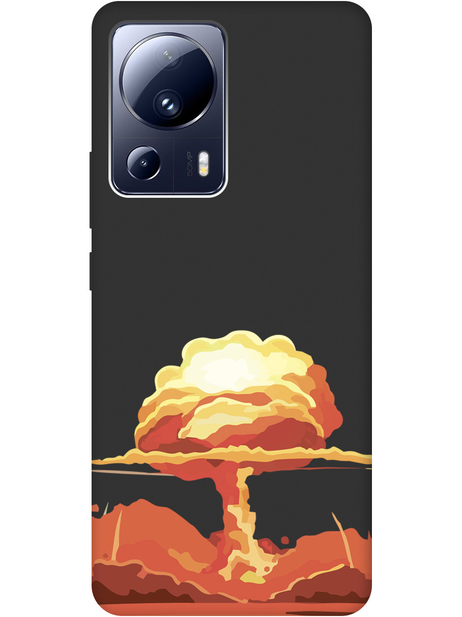 

Чехол на Xiaomi 13 Lite силиконовый матовый Soft Touch с принтом "Boom", Черный;красный, 20000461