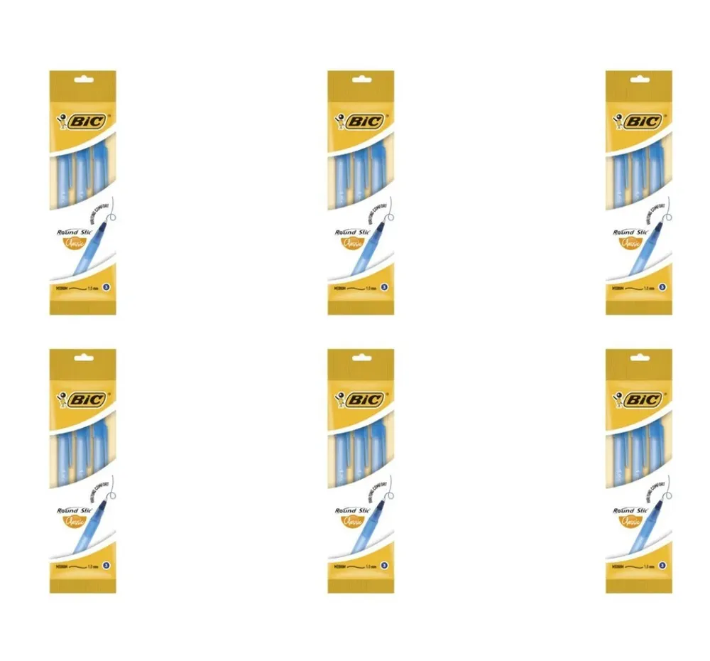 

Ручка шариковая Bic Раунд Стик, средняя линия, синяя, в пакете 3 штуки, 6 упаковок