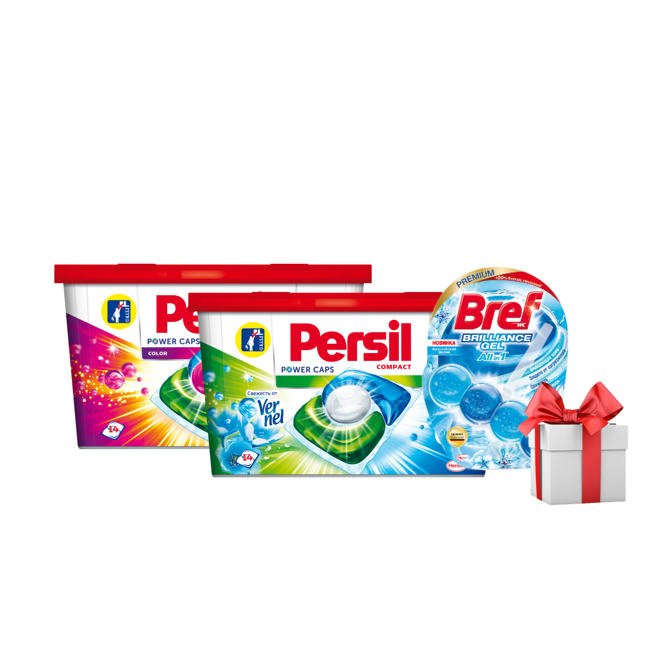 фото Подарочный набор: persil power caps*2+bref brilliance gel "арктическая волна" henkel