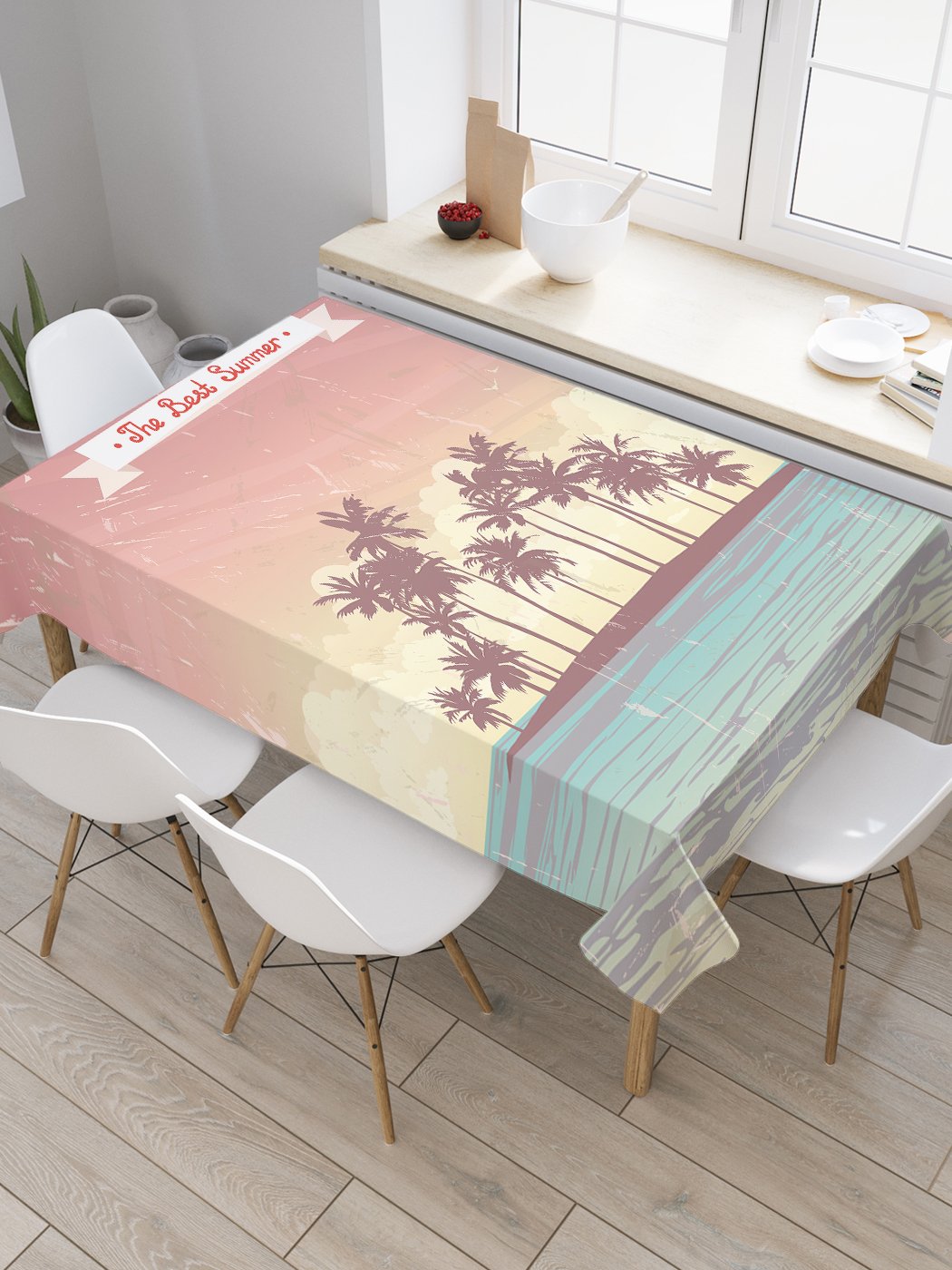 

Скатерть прямоугольная JoyArty "Остров с пальмами гранж" из сатена, 180x145 см, Розовый, Остров с пальмами гранж