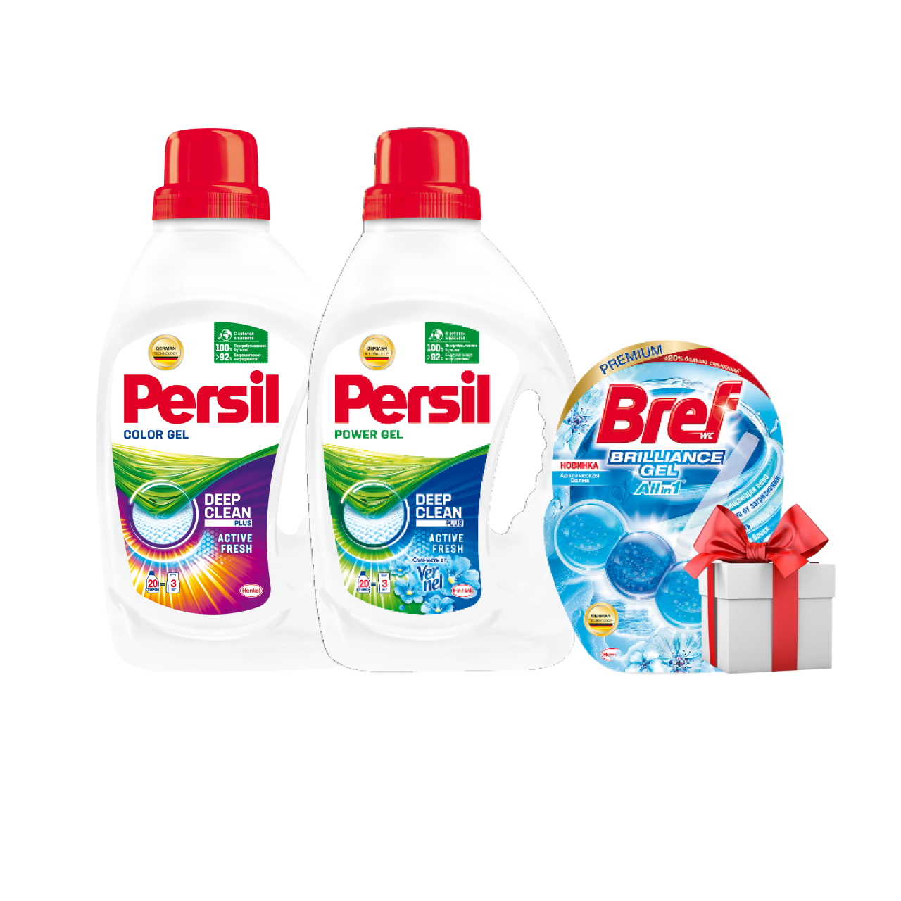 

Набор Henkel Persil Гель 2,6л + Persil гель 1,3 + Bref Brilliance Gel Арктическая волна