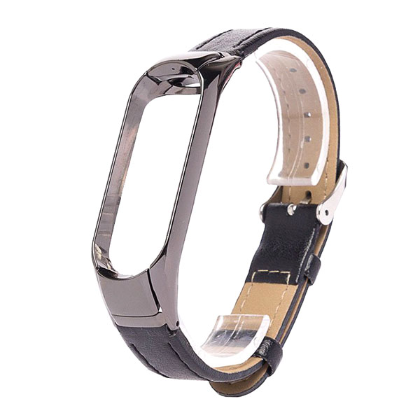 

Ремешок Xiaomi Mi Band 3 кожаный с классической пряжкой <черный>