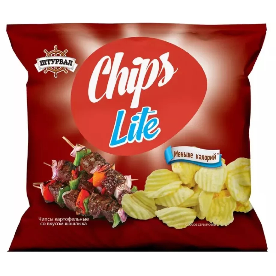 Чипсы картофельные Штурвал Lite Chips шашлык, 65 г