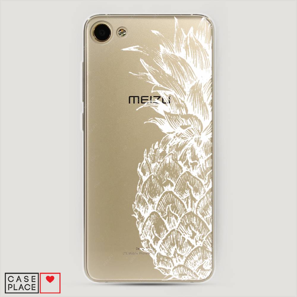 фото Чехол awog "ананас графика белая" для meizu u10
