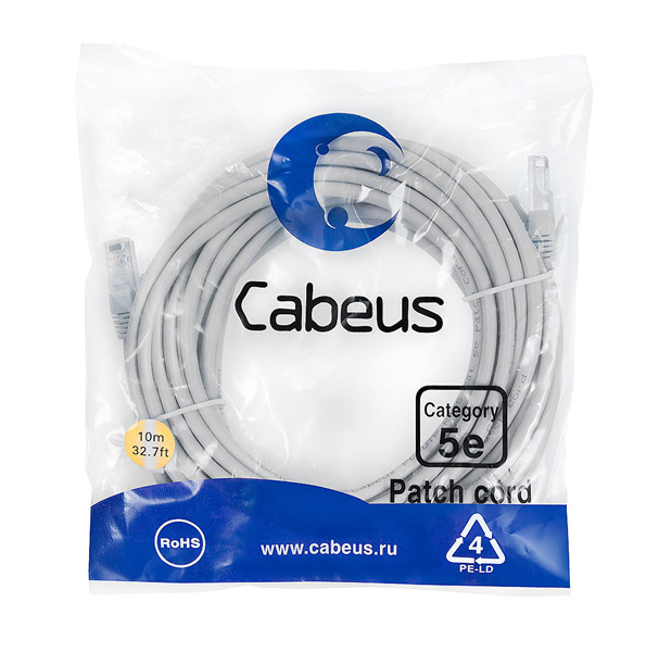 фото Патч-корд cabeus rj45-rj45 10м (pc-utp-rj45-cat.5e-10m)