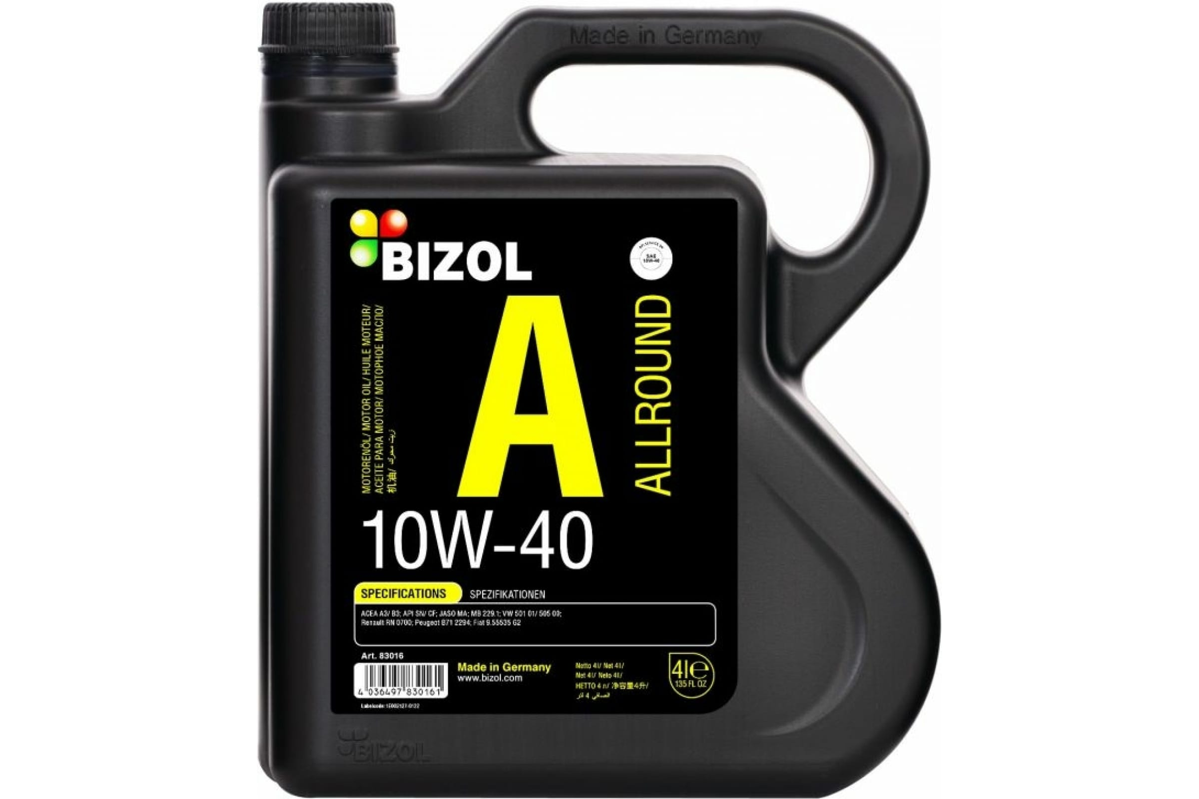 Моторное масло BIZOL Allround 10W40 4л