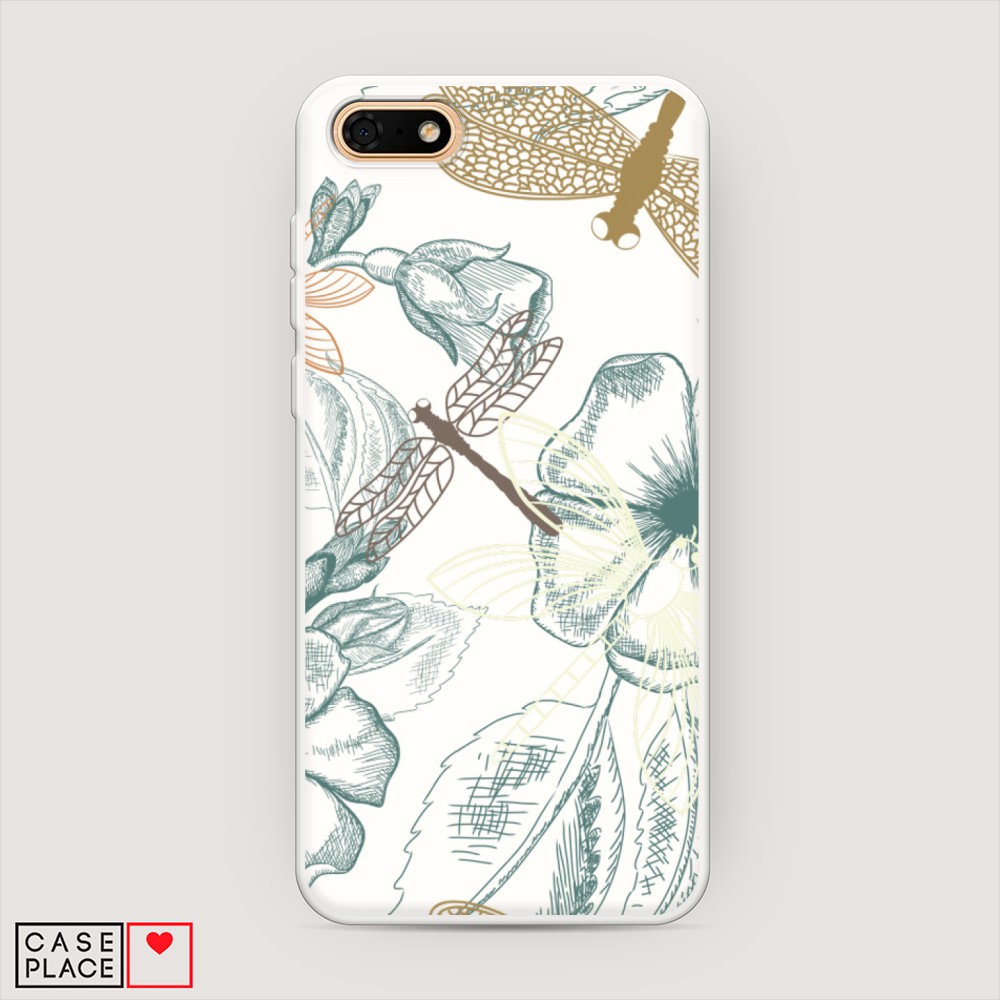 

Чехол Awog на Huawei Y5 Prime 2018 "Тени стрекоз", Разноцветный, 66357-1