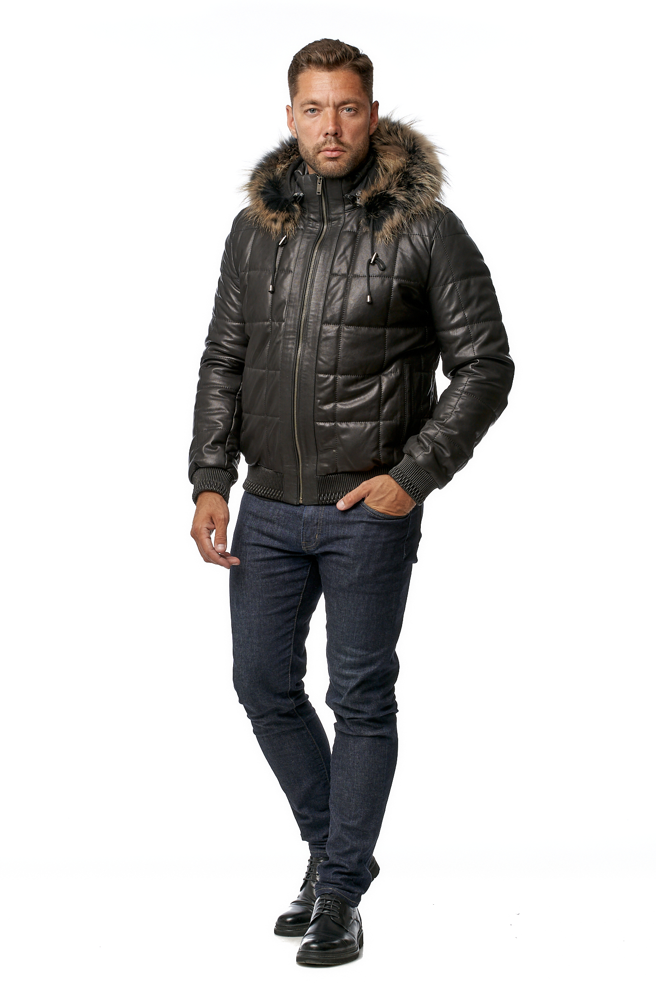 

Кожаная куртка мужская МОСМЕХА 8017699 черная 56 RU, 8017699