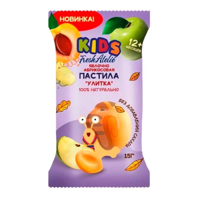 Пастила Fresh Atelie Kids яблочно-абрикосовая улитка 15 г