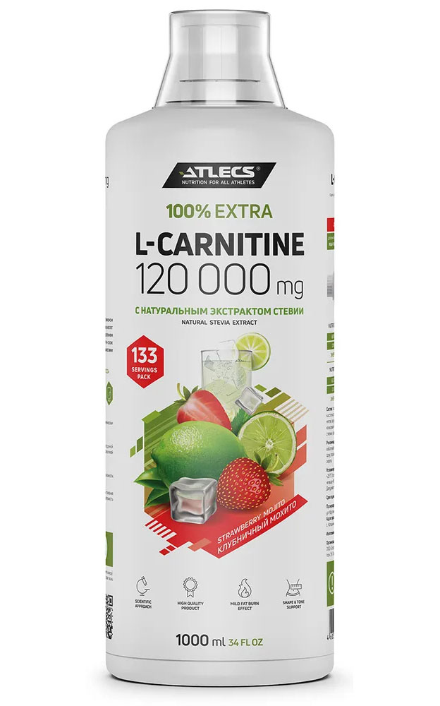 L-carnitine 120000 mg Atlecs 1000 мл клубника мохито