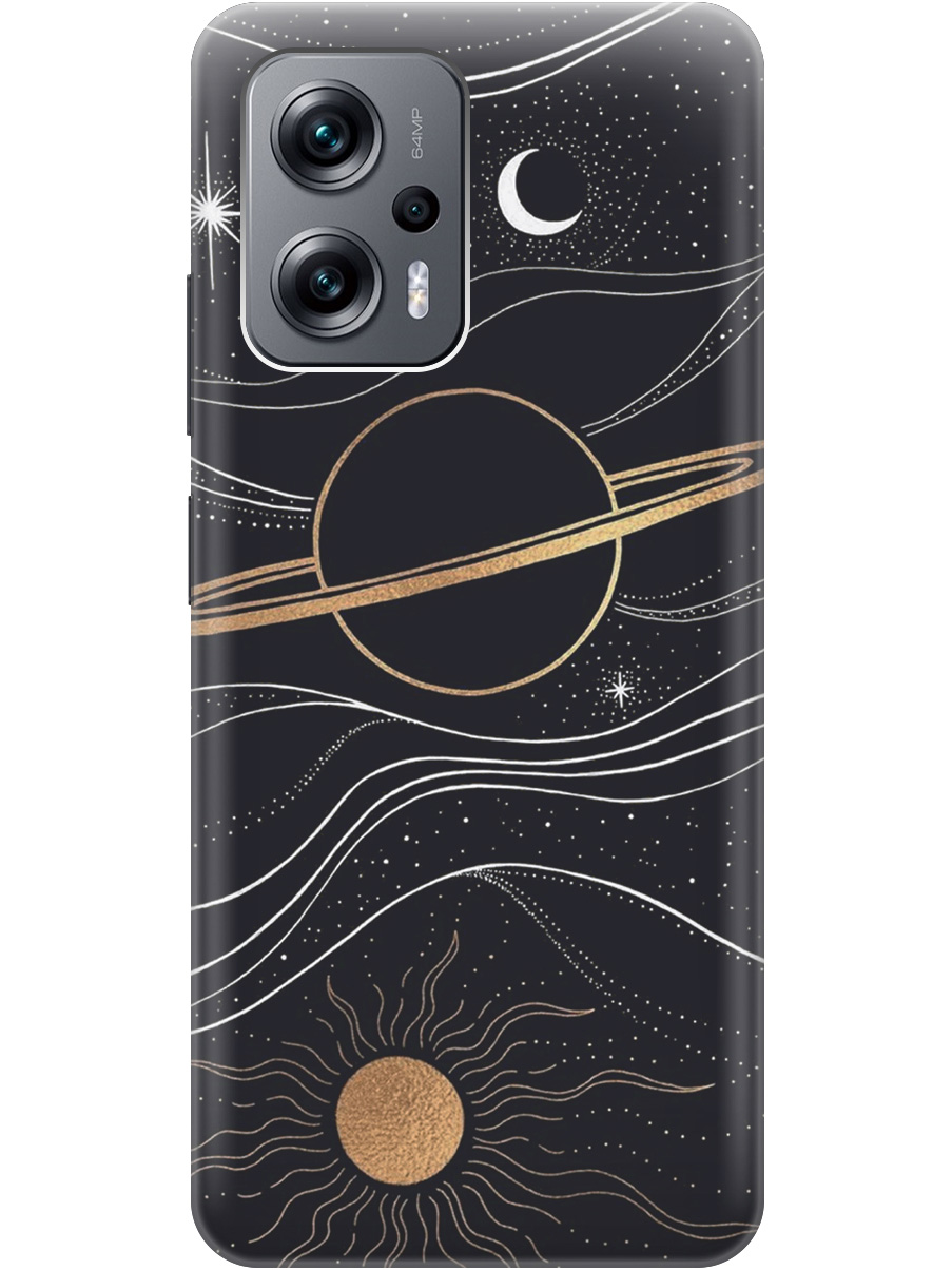 

Чехол на Poco X4 GT/Redmi Note 11T Pro/Redmi Note 11T Pro+ матовый "Сатурн и солнце", Белый;желтый, 20000526