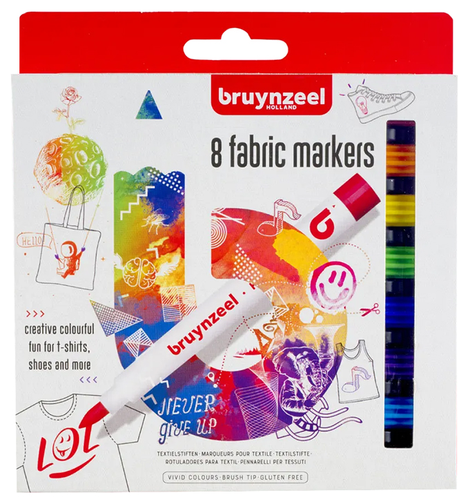 Набор маркеров для росписи по тканям Bruynzeel BZ-60227008 8 цветов