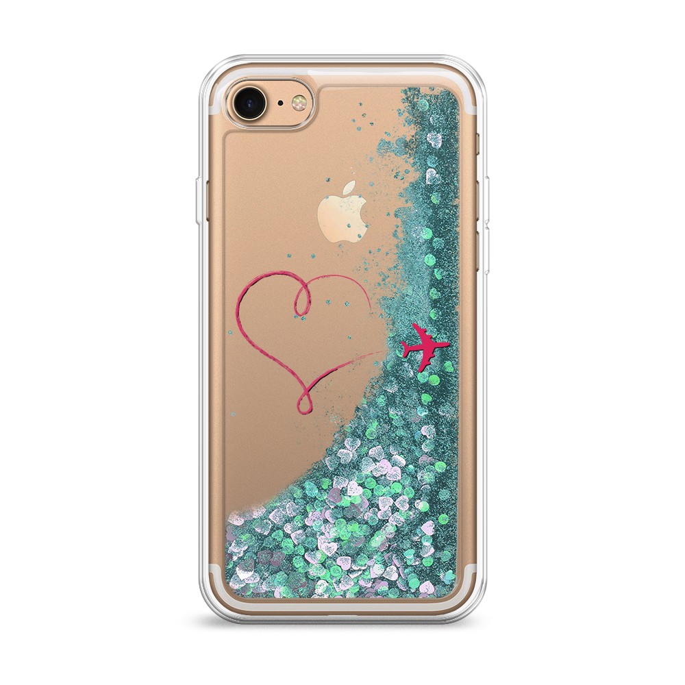 

Жидкий чехол с блестками "Сердце и самолет" на Apple iPhone 7, 10695-1