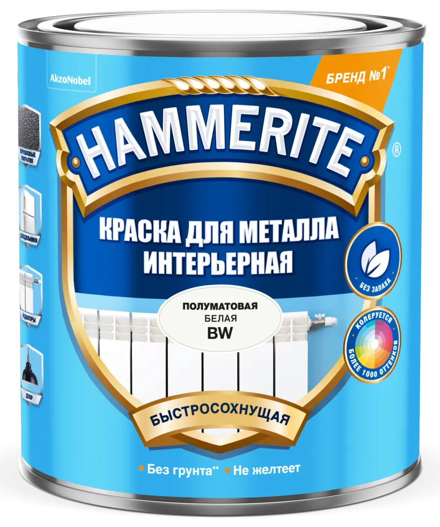 Краска для внутренних работ Hammerite BW цвет белый 09 л 3929₽