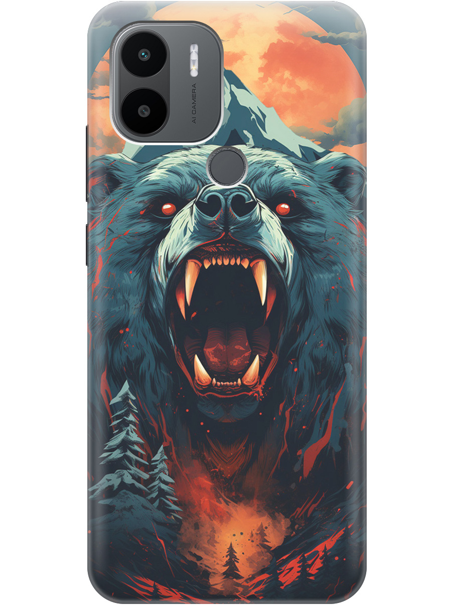 

Чехол на Redmi A1+/Redmi A2+/Poco C50/Poco C51 "Гризли при красной луне", Красный;синий;черный, 20000731