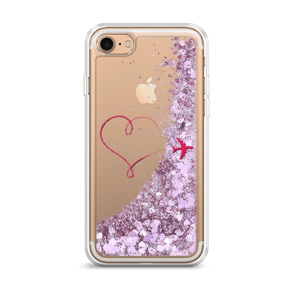 

Жидкий чехол с блестками "Сердце и самолет" на Apple iPhone 8, 10894-1