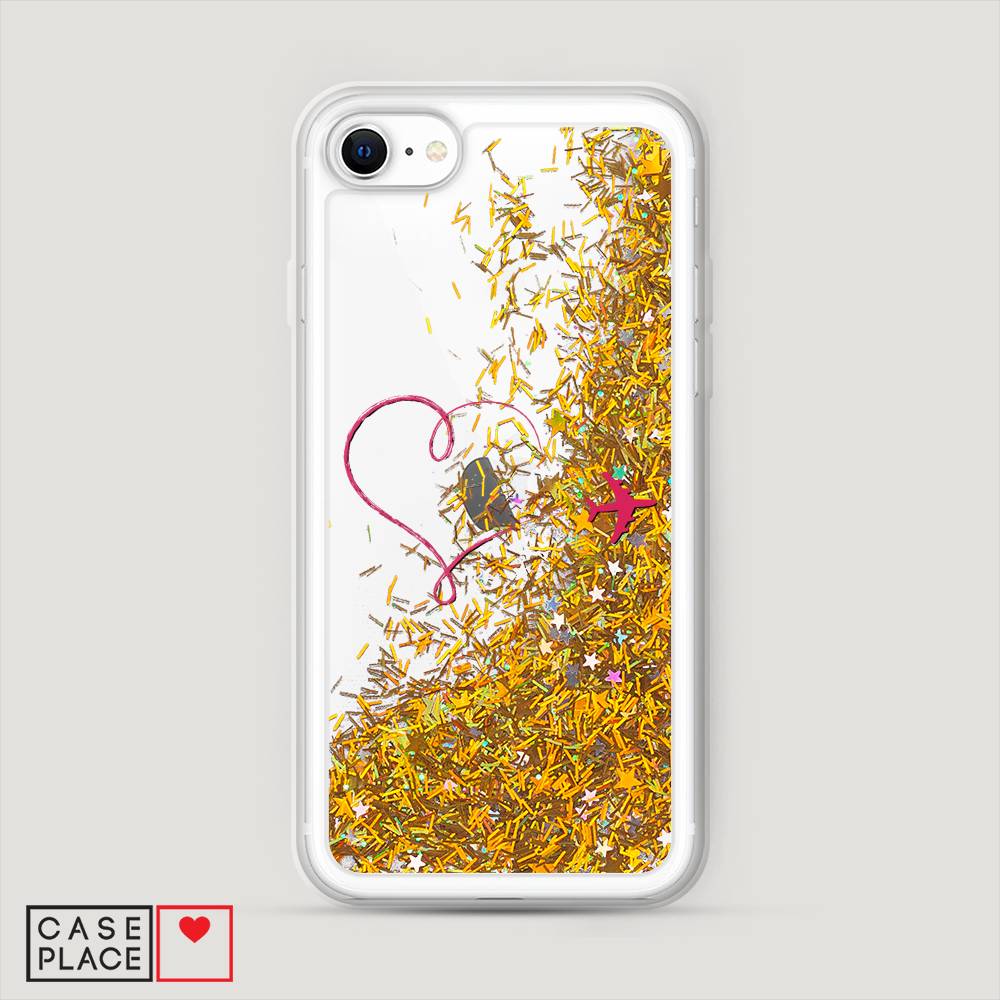 

Жидкий чехол с блестками "Сердце и самолет" на Apple iPhone SE 2020, 12490-1