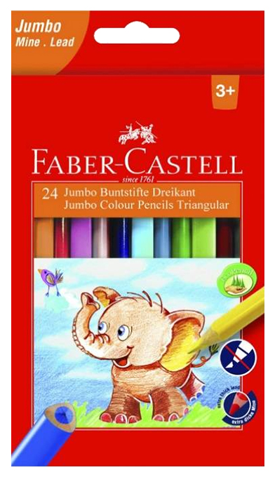 

Набор карандашей цветных Faber-castell Jumbo FC-116524 24 шт с точилкой, Разноцветные