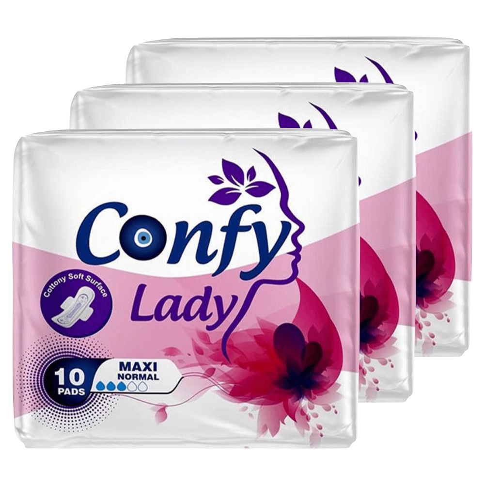 Гигиенические прокладки Confy Lady Maxi Normal женские, 3 упаковки по 10 шт прокладки гигиенические с крылышками confy maxi extralong night 8 шт