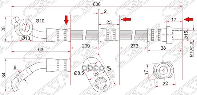 

Шланг Тормозной Передний (Таиланд) Toyota Rav4 00-05 Rh SAT ST9094702C54