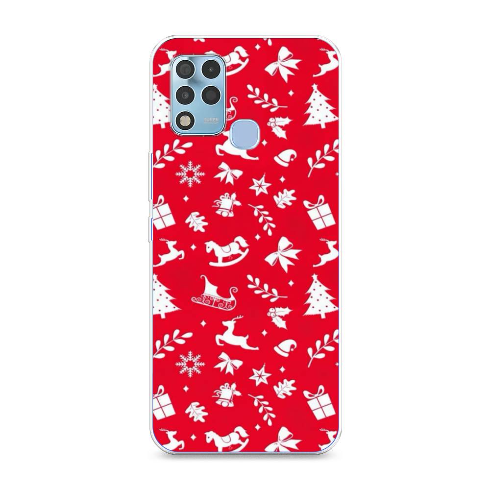 

Чехол для Infinix Hot 11 G37 "Красный новогодний фон", Красный;белый, 3102150-5