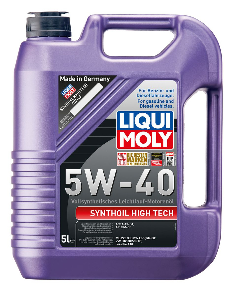 фото Масло моторное liqui moly synthoil high tech 5w-40 синтетическое 5 л 1925