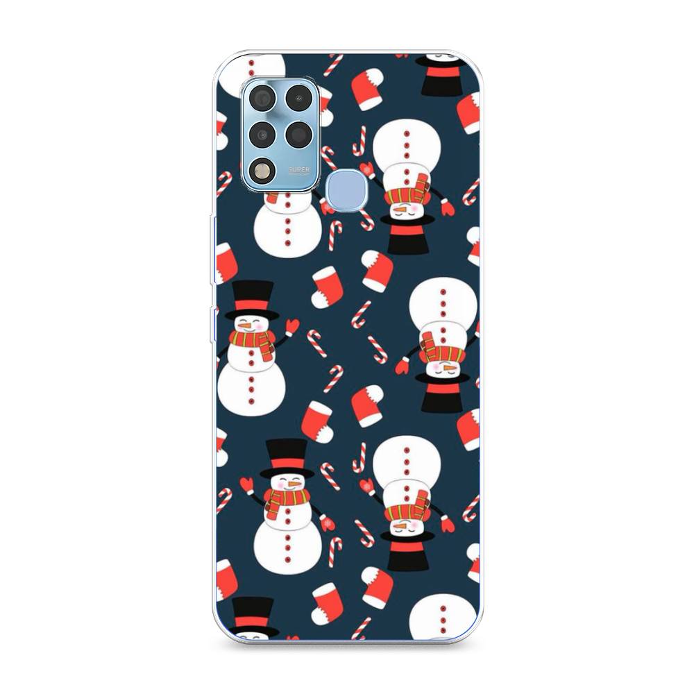 

Чехол для Infinix Hot 11 G37 "Синие снеговики", Синий;белый;красный, 3102150-5