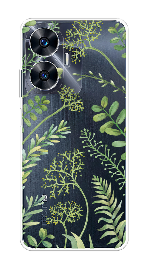 

Чехол Homey на Realme C55 "Green Leaves", Зеленый;прозрачный, 2513850-1
